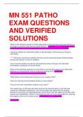 MN 551 PATHO  EXAM QUESTIONS  AND VERIFIED  SOLUTIONS