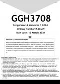 GGH3708 Assignment 4 (ANSWERS) Semester 1 2024 (543609)- DISTINCTION GUARANTEED