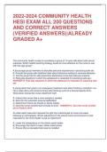 2022-2024 COMMUNITY HEALTH  HESI EXAM ALL 200 QUESTIONS  AND CORRECT ANSWERS  (VERIFIED ANSWERS)|ALREADY  GRADED A+