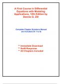 Solutions for A First Course in Differential Equations with Modeling Applications, 12th Edition Zill (All Chapters included)