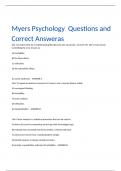 Myers Psychology  Questions and Correct Answers         