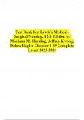 Test Bank For Lewis's Medical- Surgical Nursing, 12th Edition by Mariann M. Harding, Jeffrey Kwong, Debra Hagler Chapter 1-69 Complete Latest 2024