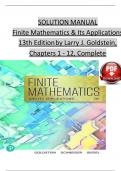 Solution Manual For Finite Mathematics and Its Applications, 13 Edition by Larry J. Goldstein, Verified Chapters 1 - 12, Complete Newest Version