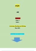 AQA AS GERMAN Paper 1 7662/1 Listening, Reading and Writing ||QUESTIONS & MARKING SCHEME MARGED|| GRADED A+||