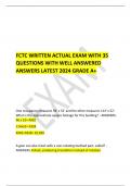 FCTC WRITTEN ACTUAL EXAM WITH 35 QUESTIONS WITH WELL ANSWERED ANSWERS LATEST 2024 GRADE A+