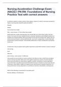 Nursing Acceleration Challenge Exam (NACE) I PN-RN: Foundations of Nursing Practice Test with correct answers