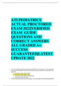 ATI PEDIATRICS  ACTUAL PROCTORED  EXAM 2022|VERIFIED  EXAM GUIDE  QUESTIONS AND  CORRECT ANSWERS  ALL GRADED A+  SUCCESS  GUARANTEED|LATEST  UPDATE 2022