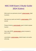 NSG 3100 | NSG3100 Exam 2 Study Guide 2024 (Galen)