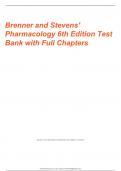 BRENNER AND STEVENS’ PHARMACOLOGY 6TH EDITION TEST BANK WITH FULL CHAPTERS 2024