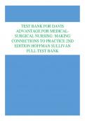TEST BANK FOR DAVIS  ADVANTAGE FOR MEDICALSURGICAL NURSING: MAKING  CONNECTIONS TO PRACTICE 2ND  EDITION HOFFMAN SULLIVAN  FULL TEST BANK