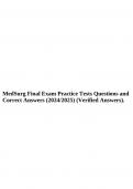 MedSurg Final Exam Practice Tests Questions and Correct Answers (2024/2025) (Verified Answers),Med Surg Test bank (RED HESI) Exam with 100%Verified Answers (2024/2025), Med Surg Study Guide Exam 2 with Verified Answers 2023/2024, MED SURG Final EXAM 2024 