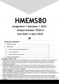 HMEMS80 Assignment 1 (ANSWERS) Semester 1 2024 - DISTINCTION GUARANTEED
