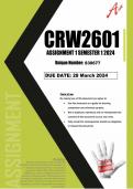 CRW2601 assignment 1 solutions semester 1 2024 (QUIZ)