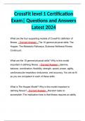CrossFit level 1 Certification Exam| Questions and Answers Latest 2024