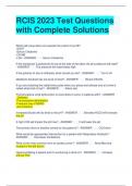 RCIS 2023 Test Questions with Complete Solutions