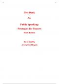 Test Bank for Public Speaking Strategies for Success 9th Edition By David Zarefsky, Jeremy Engels (All Chapters, 100% Original Verified, A+ Grade)