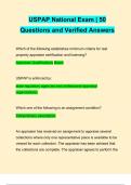USPAP National Exam | 50 Questions and Verified Answers Latest 2024