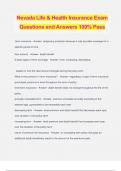Nevada Life & Health Insurance Exam Questions and Answers 100% Pass