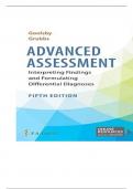 TEST BANK FOR ADVANCED ASSESSMENT:  INTERPRETING FINDINGS AND  FORMULATING DIFFERENTIAL  DIAGNOSES 5TH EDITION, MARY JO  GOOLSBY, LAURIE GRUBBS