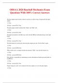 OHSAA 2024 Baseball Mechanics Exam Questions With 100% Correct Answers