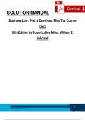 Solution Manual For Business Law: Text & Exercises, 10th Edition by Roger LeRoy Miller, William E. Hollowell, Chapters 1 - 43, Complete Verified Newest Version