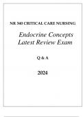 NR 340 CRITICAL CARE (ENDOCRINE CONCEPTS) LATEST REVIEW EXAM Q & A 2024