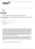 AS FRENCH 7651 1 - Paper 1 Listening, Reading and Writing Mark scheme.