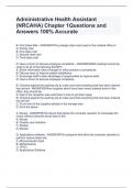 Administrative Health Assistant (NRCAHA) Chapter 1Questions and Answers 100% Accurate