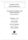 Instructor Testing Manual For Precalculus, 7th Edition by Margaret L. Lial, John Hornsby, David I. Schneider, Callie J. Danie