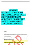 NURSING  INFORMATICS NUR 599  MIDTERM ACTUAL EXAM  2024|VERIFIED EXAM  QUESTIONS CORRECTLY  SOLVED AND GRADED  A+|GUARANTEED PASS