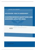 2024 HESI Review- Health Assessment Exam 1 Latest Version Comprehensive Questions and Answers 100% Correct Answers 