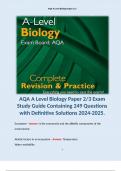 AQA A Level Biology Paper 2/3 Exam Study Guide Containing 249 Questions with Definitive Solutions 2024-2025. Terms like:  Ecosystem - Answer: is the community and the abiotic components of the environment