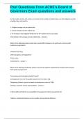 Past Questions From ACHE's Board of Governors Exam questions and answers