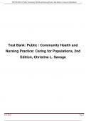 Test Bank: Public / Community Health and  Nursing Practice: Caring for Populations, 2nd  Edition, Christine L. Savage