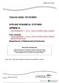 APM2614 Assignment 1 FULL SOLUTIONS 2024 UNISA  APPLIED DYNAMICAL SYSTEMS 