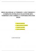 HESI GRAMMAR A2 VERSION 1 AND VERSION 2  COMPLETE ENTRANCE EXAM WITH 100%  VERIFIED AND CORRECT ANSWERS