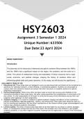 HSY2603 Assignment 3 (ANSWERS) Semester 1 2024 - DISTINCTION GUARANTEED.