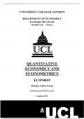 ECON0019 (Quantitative Economics and Econometrics) Term 1 and Term 2  Summary - UCL Economics BSc Second Year