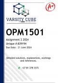 OPM1501 Assignment 2 (DETAILED ANSWERS) 2024 - DISTINCTION GUARANTEED