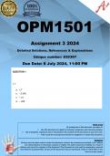 OPM1501 Assignment 3 (COMPLETE ANSWERS) 2024 (839387) - DUE 8 July 2024