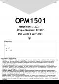 OPM1501 Assignment 3 (ANSWERS) 2024 - DISTINCTION GUARANTEED