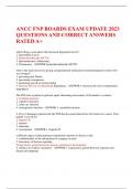 ANCC FNP BOARDS EXAM UPDATE 2023 QUESTIONS AND CORRECT ANSWERS RATED A+