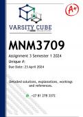 MNM3709 Assignment 3 (DETAILED ANSWERS) Semester 1 2024 - DISTINCTION GUARANTEED