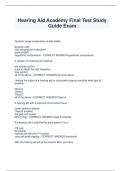Hearing Aid Academy Final Test Study  Guide Exam