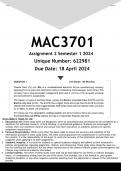 MAC3701 Assignment 2 (ANSWERS) Semester 1 2024 - DISTINCTION GUARANTEED