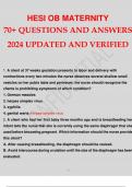HESI OB MATERNITY 70+ VERIFIED QUESTIONS AND ANSWERS 2024 UPDATED CORRECTLY