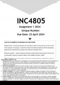  INC4805 Assignment 1 (ANSWERS) 2024 - DISTINCTION GUARANTEED