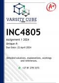 INC4805 Assignment 1 (DETAILED ANSWERS) 2024 - DISTINCTION GUARANTEED