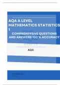 AQA A Level Mathematics Statistics  Unit 1 Comprehensive Questions with Answers 100% Accuracy |Updated 2024 