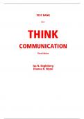 Test Bank for THINK Communication 3rd Edition By Isa Engleberg, Dianna Wynn (All Chapters, 100% Original Verified, A+ Grade)